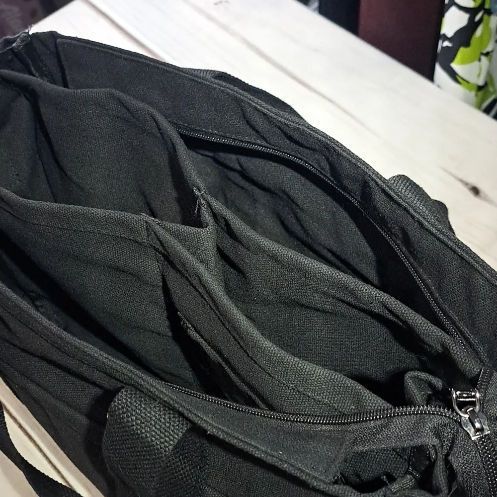 Stylish Black Canvas and Tan Accents Tote Bag